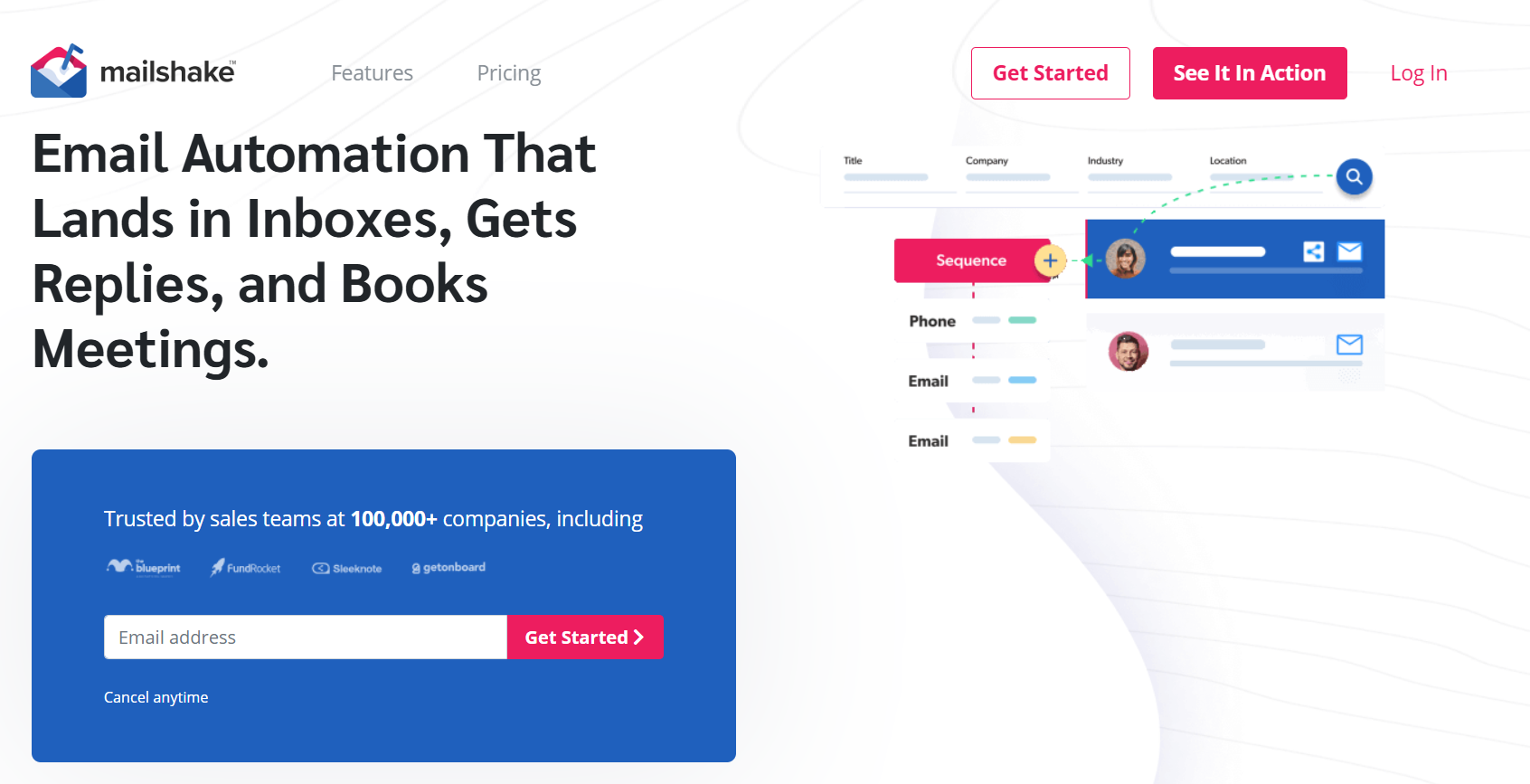 Mailshake dashboard screenshot