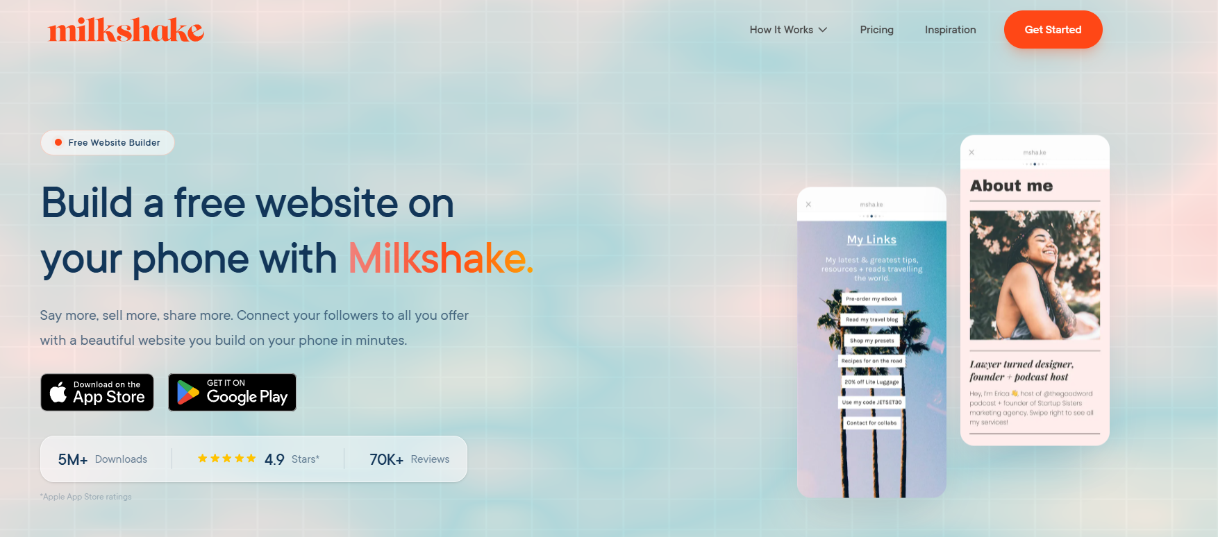 Milkshake link in bio platform