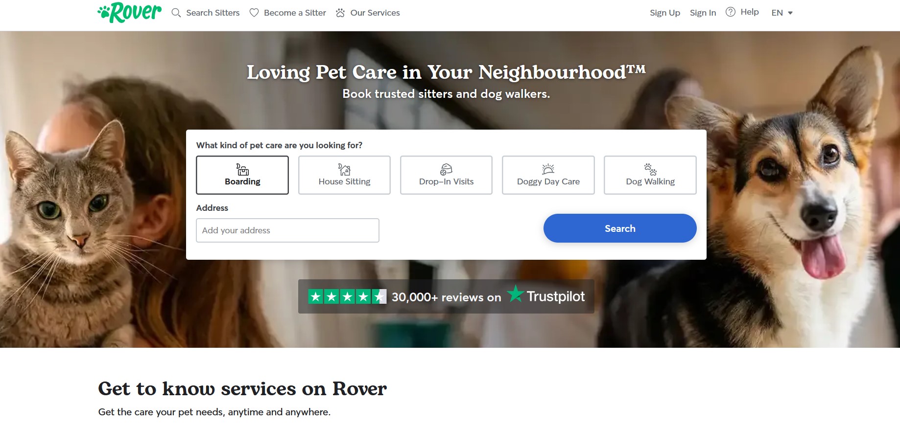 Rover pet-sitting and dog-walking marketplace affiliate program