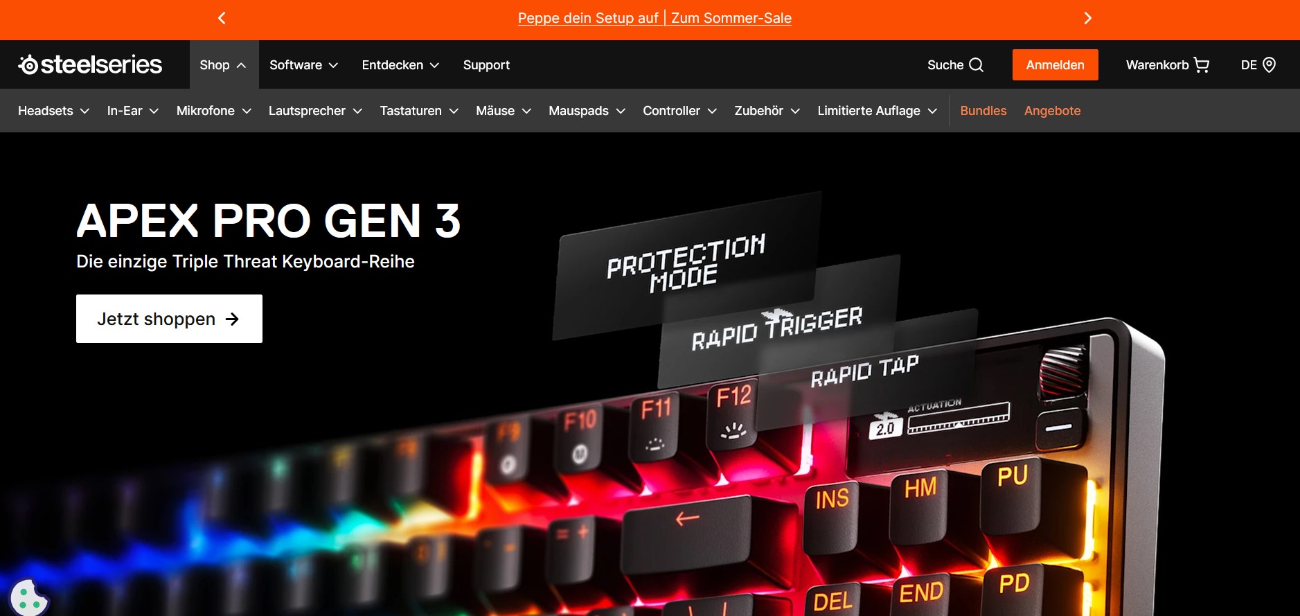 SteelSeries affiliate program page showing Arctis headsets and gaming peripherals