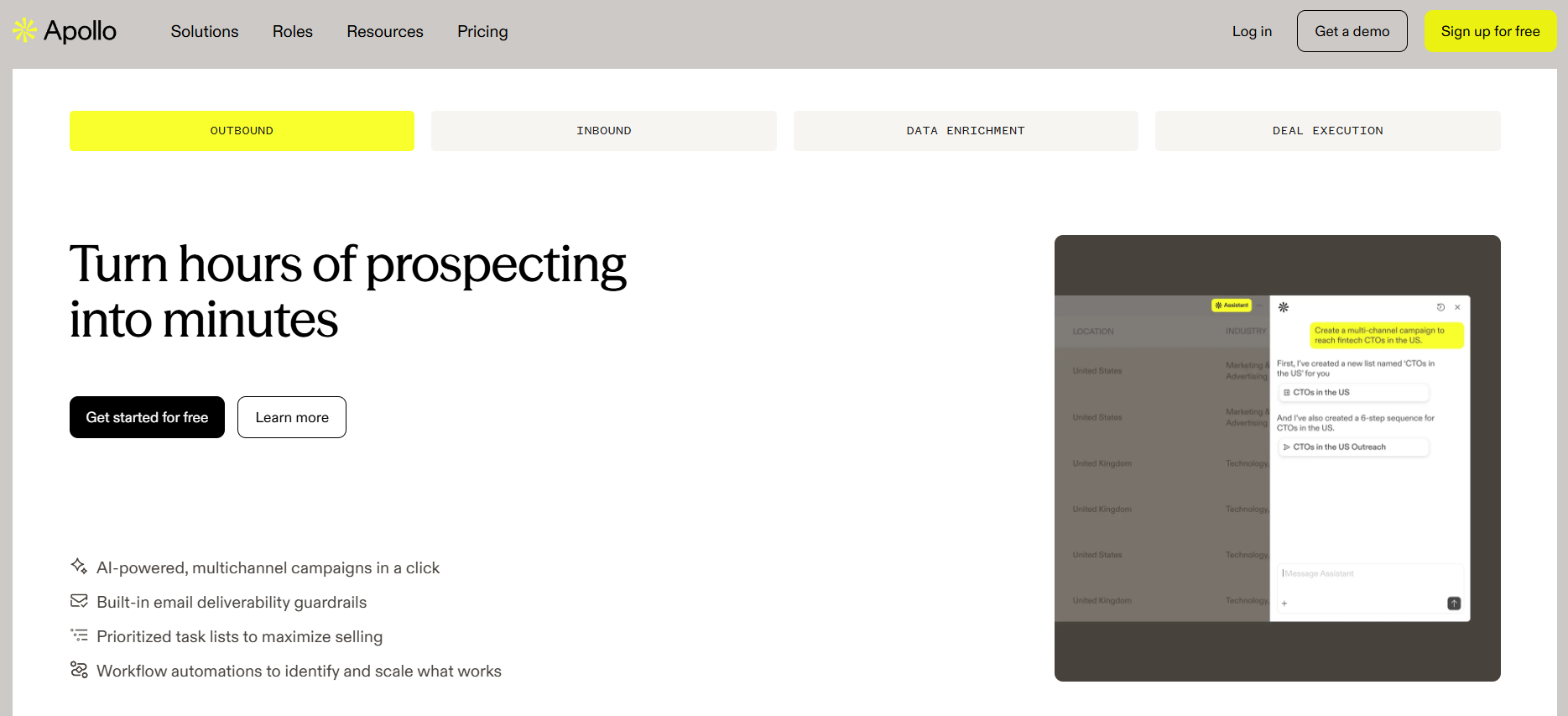 Apollo.io homepage