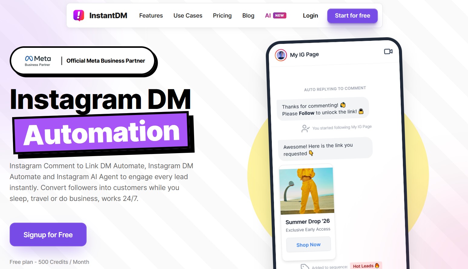 InstantDM Instagram automation tool