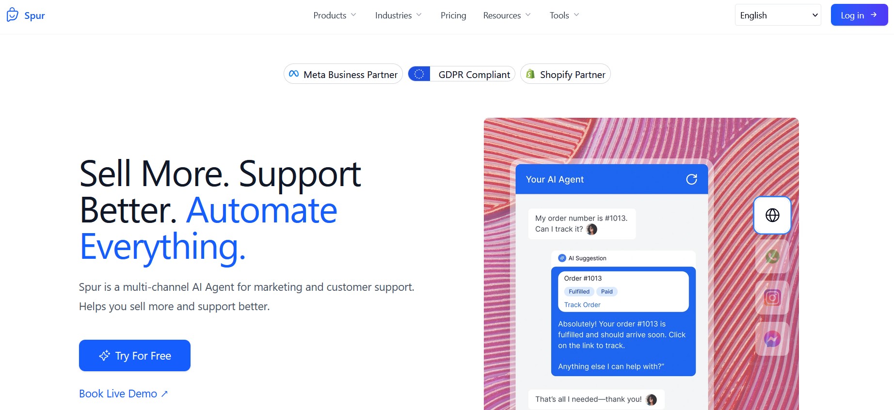 Spur Instagram DM automation dashboard