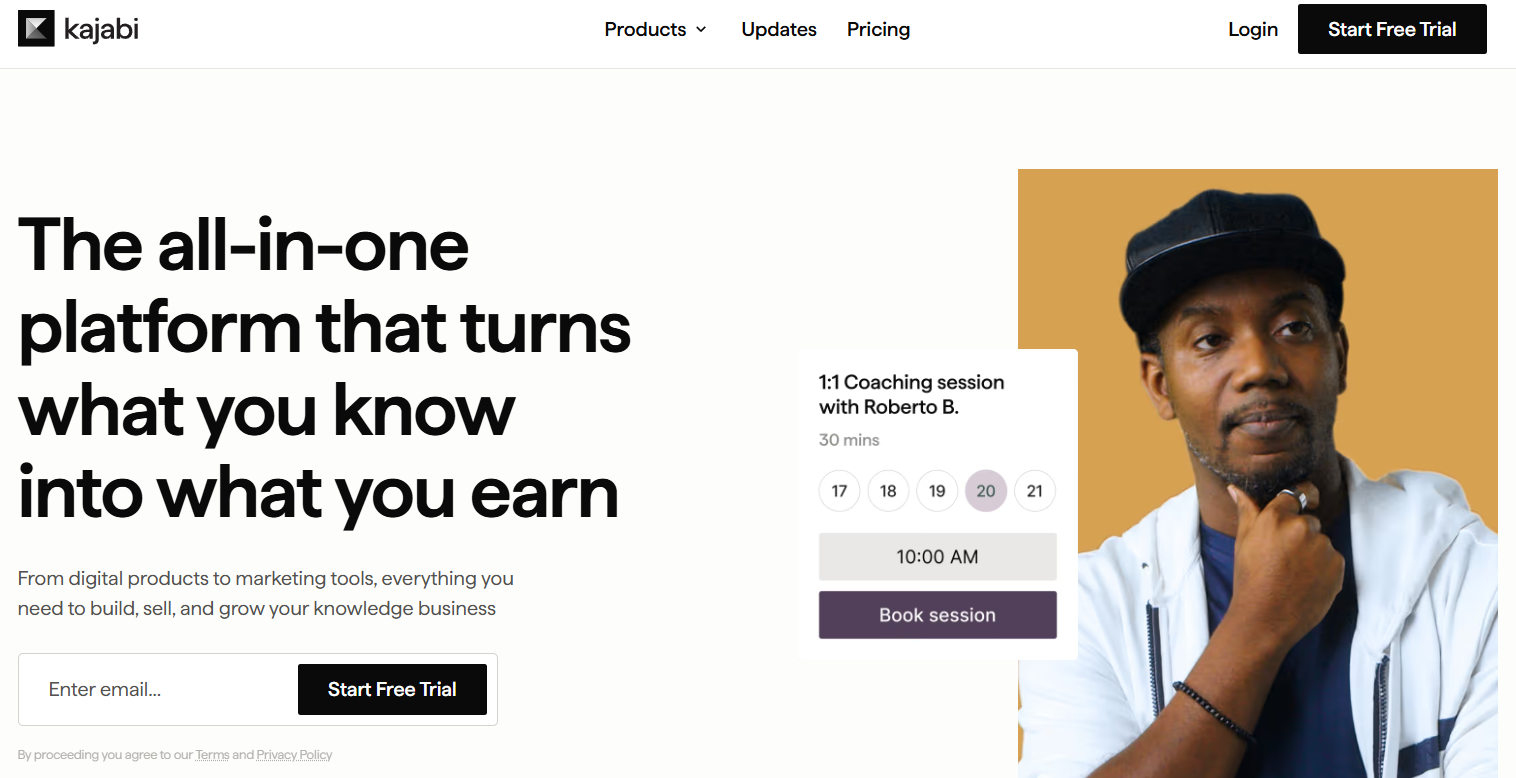 Kajabi homepage screenshot