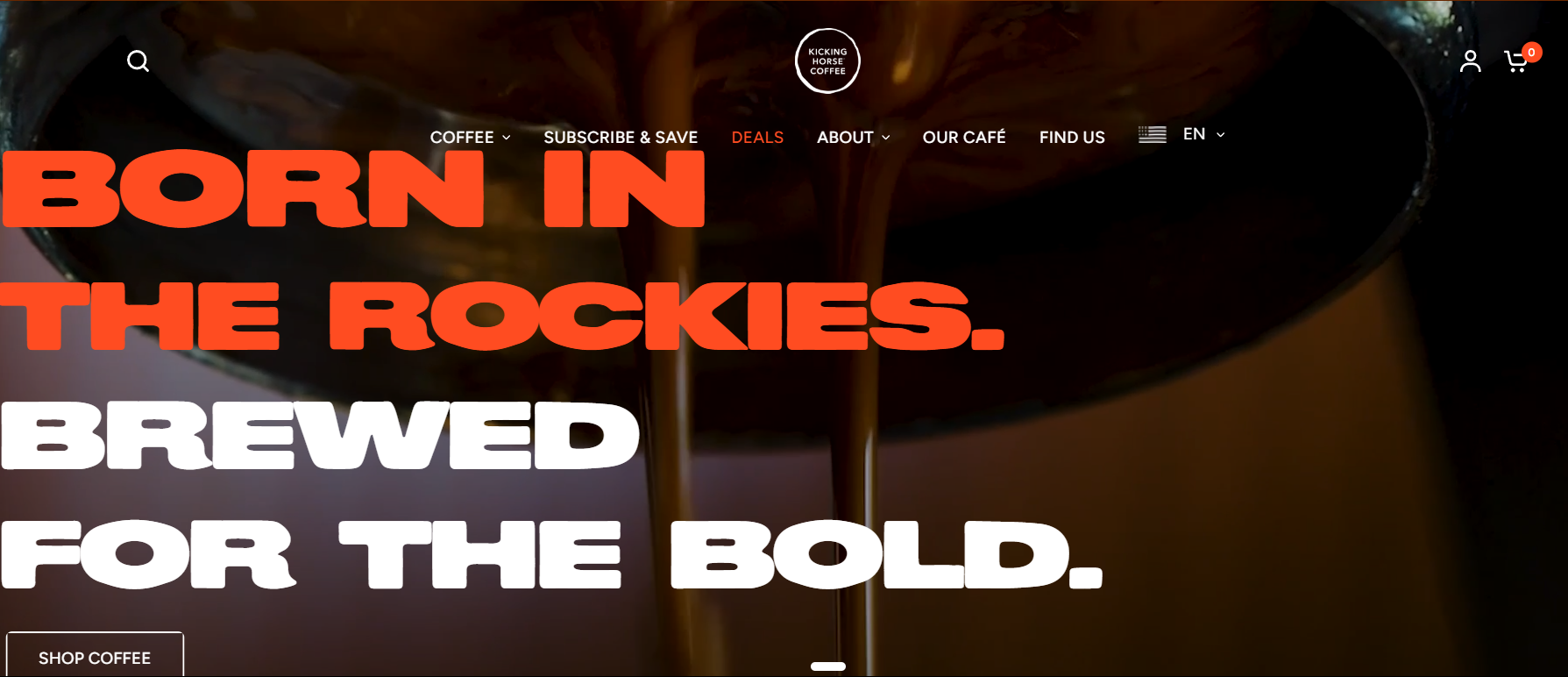 Kicking Horse Coffee homepage screenshot