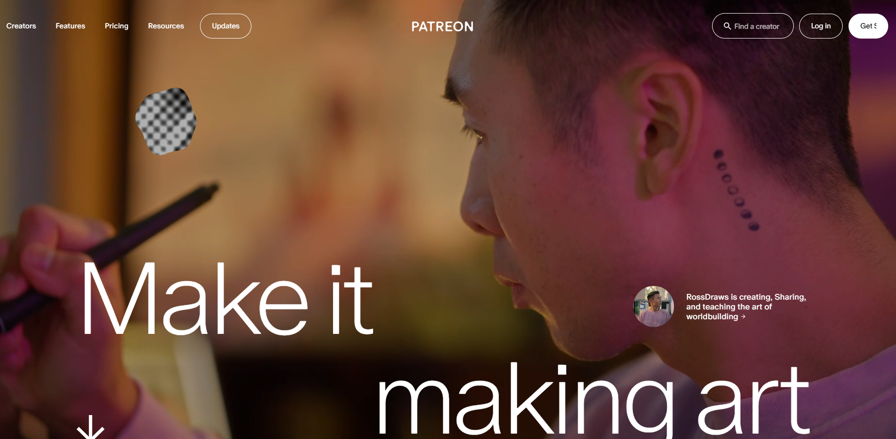 Patreon homepage screenshot