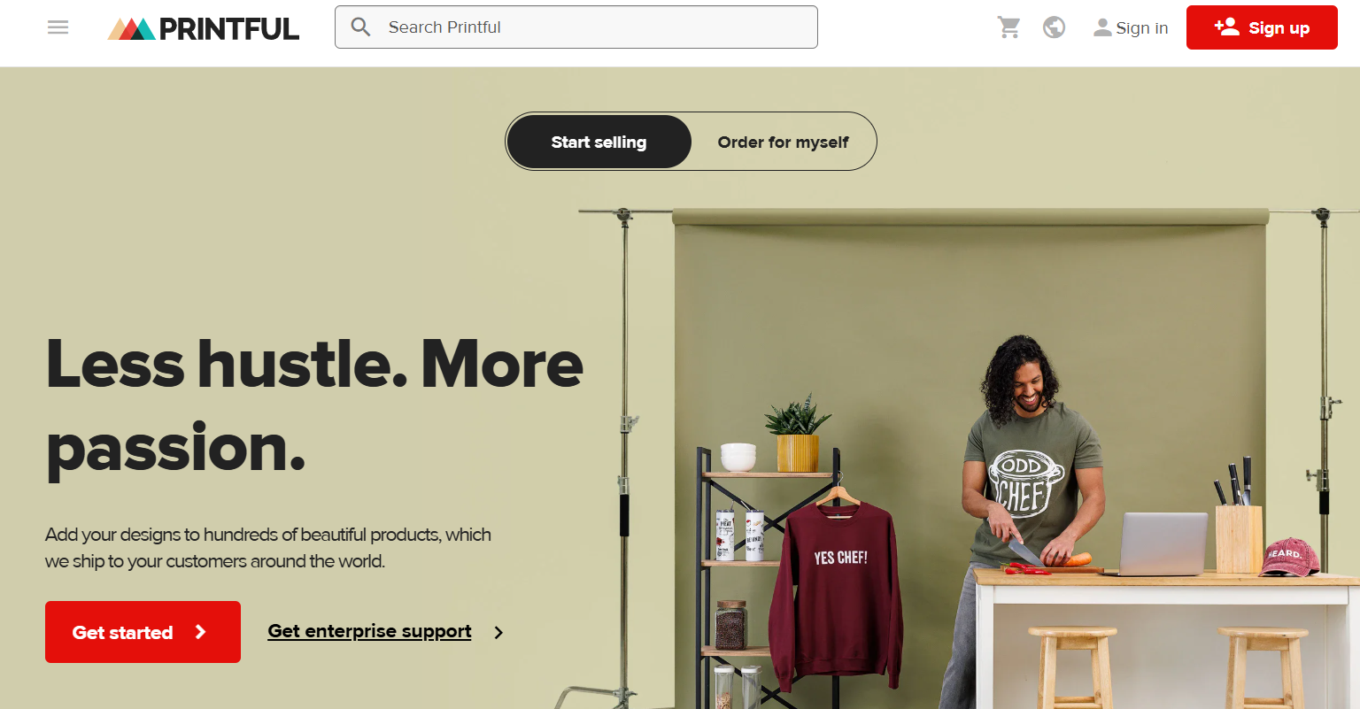 Printful homepage screenshot