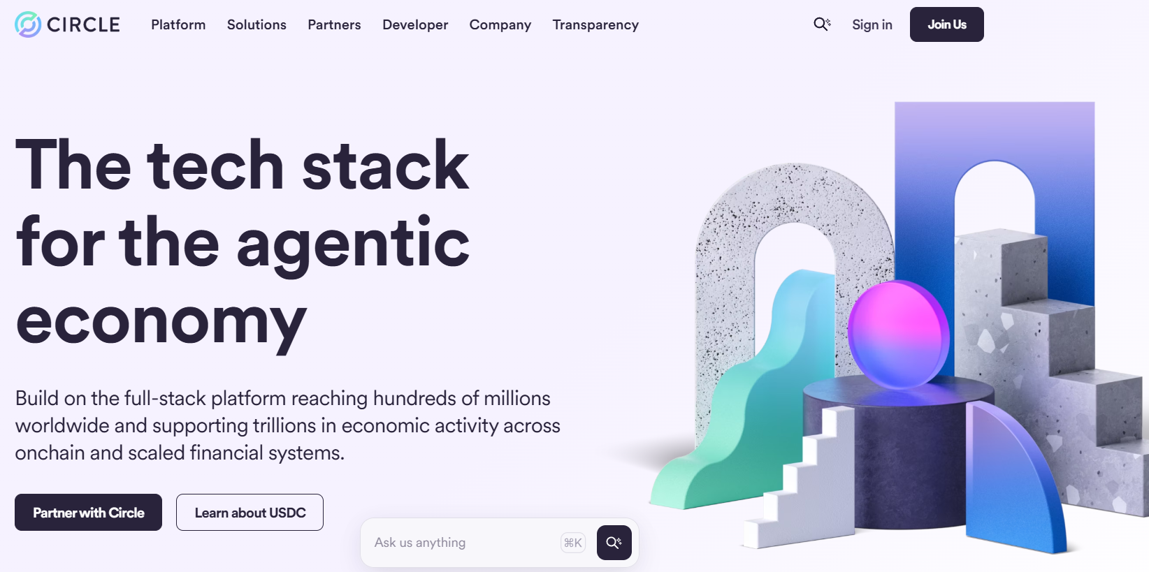 Circle homepage screenshot