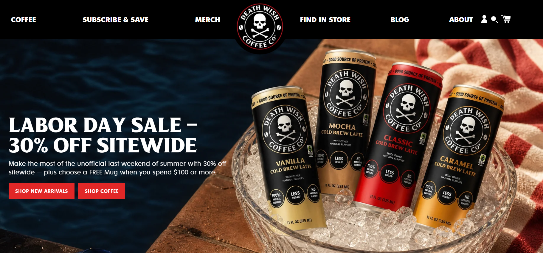 Death Wish Coffee homepage screenshot