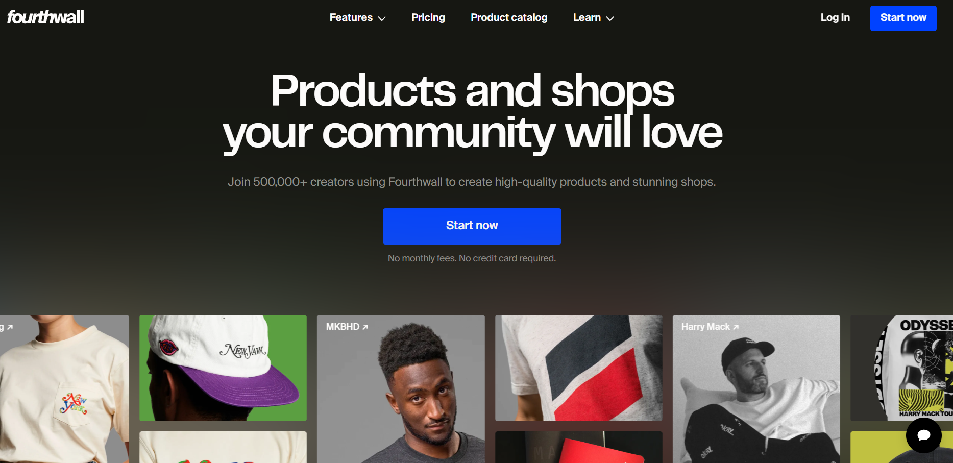 Fourthwall homepage screenshot