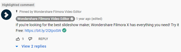 Highlighted comment label shown in light grey above a commenter name in a YouTube comment section