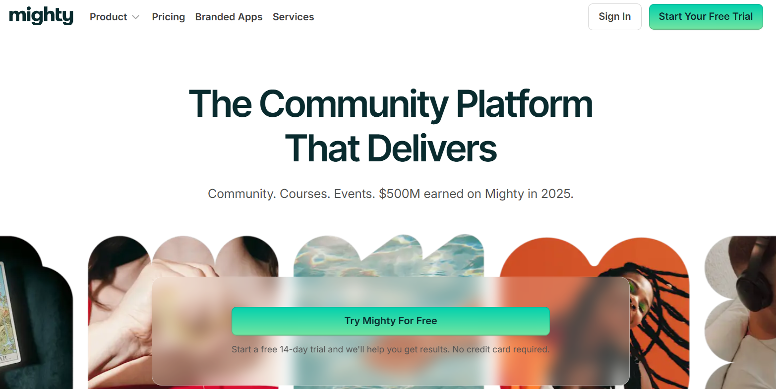Mighty Networks homepage screenshot