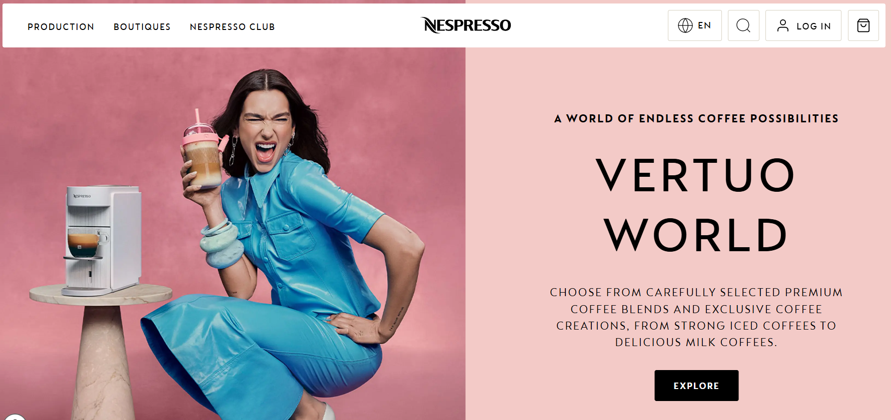 Nespresso homepage screenshot