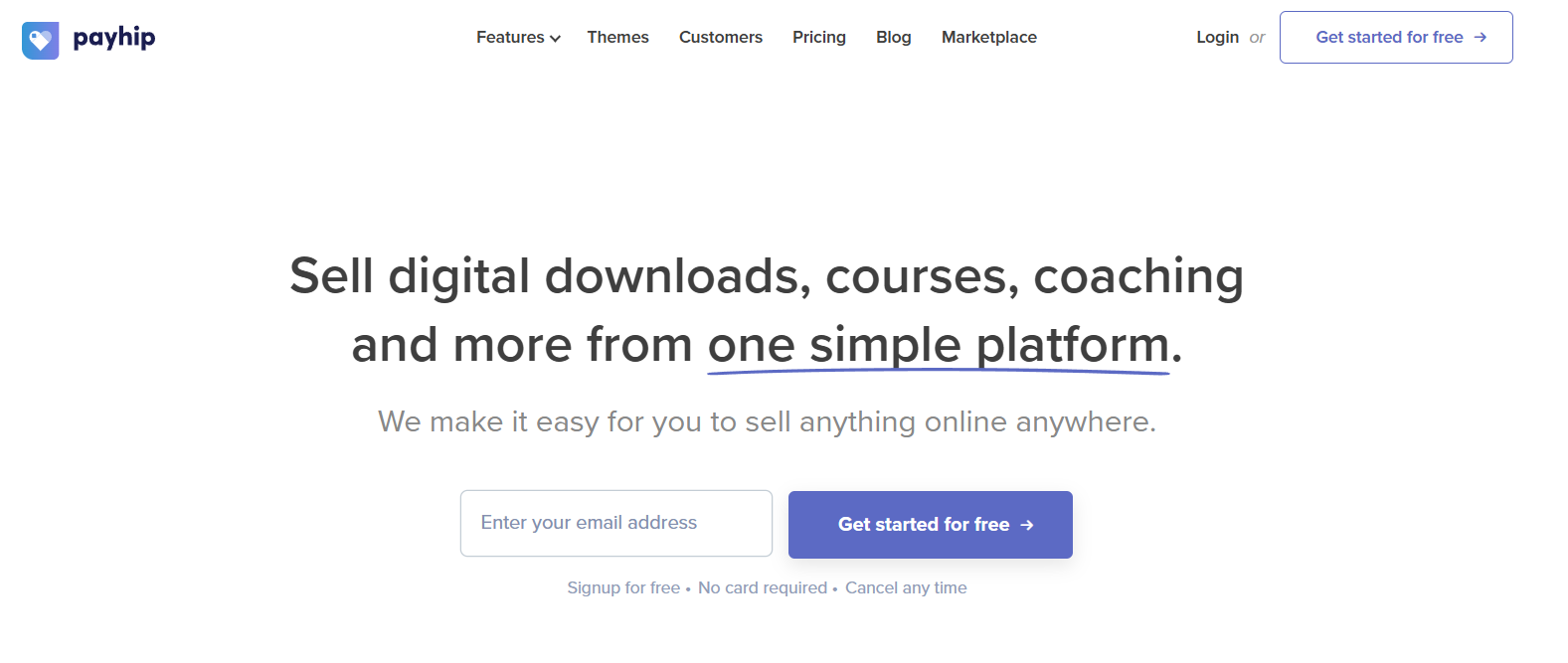 Payhip homepage screenshot