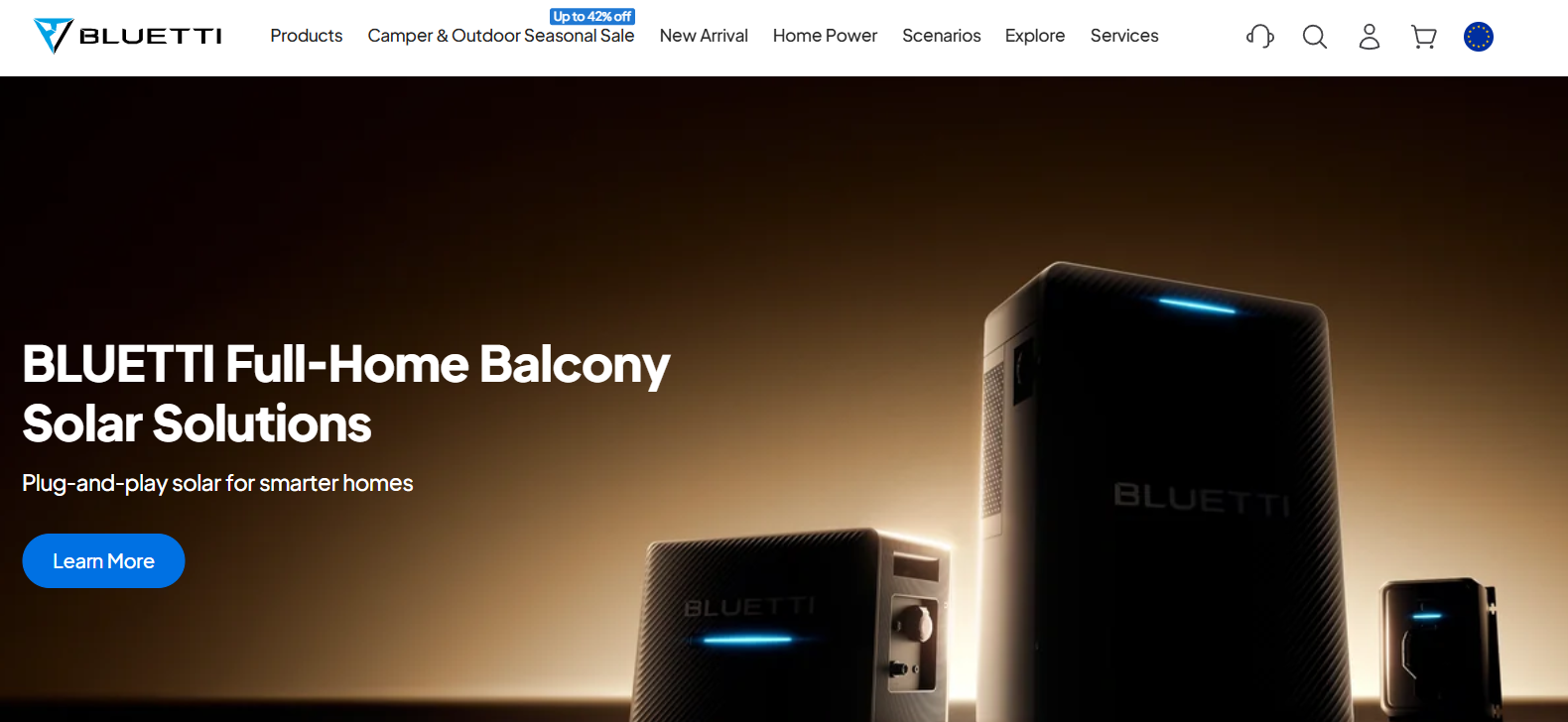 Bluetti homepage screenshot