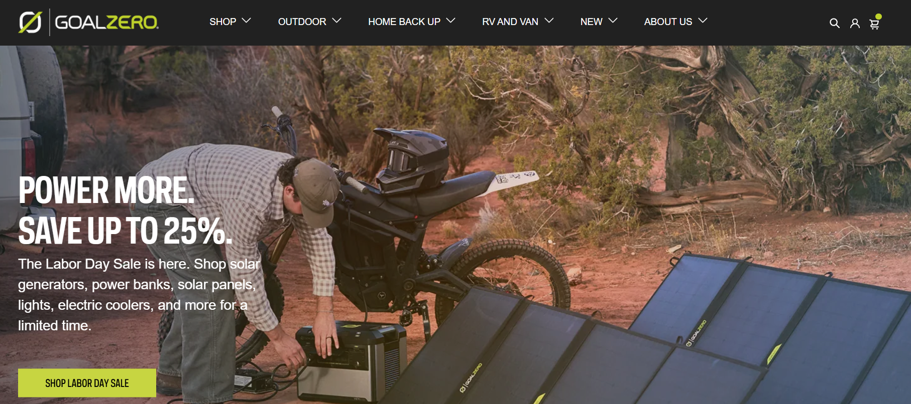 Goal Zero homepage screenshot