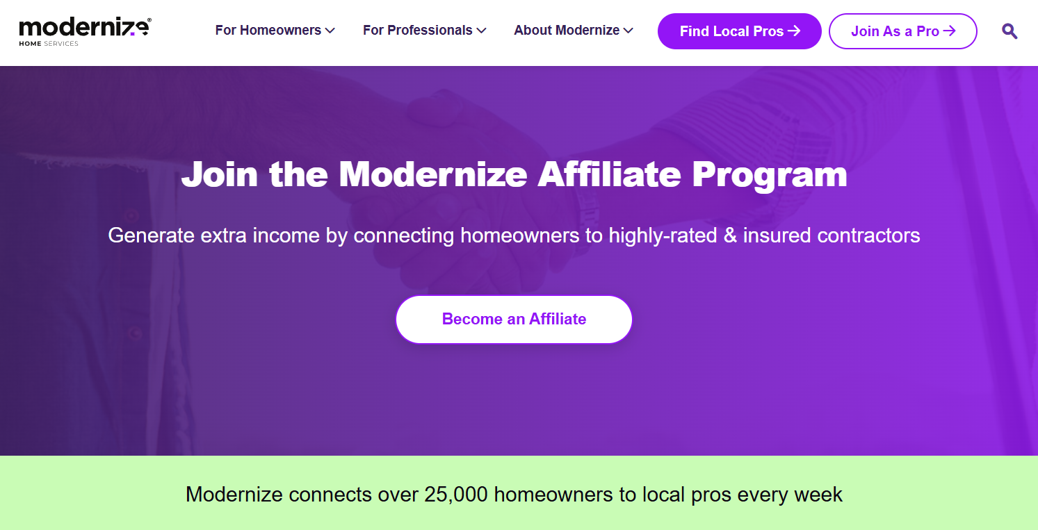Modernize Home homepage screenshot