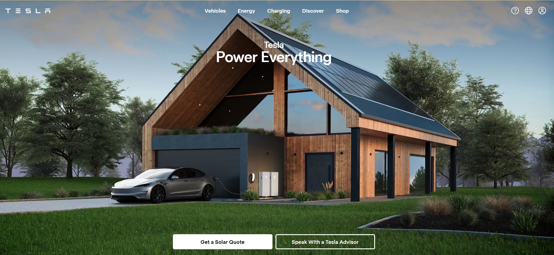 Tesla Energy homepage screenshot