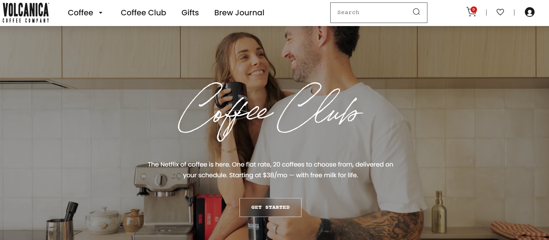 Volcanica Coffee homepage screenshot