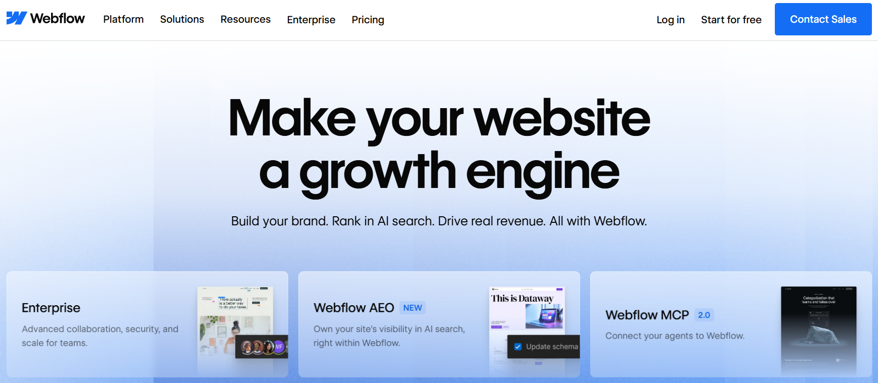 Webflow homepage screenshot