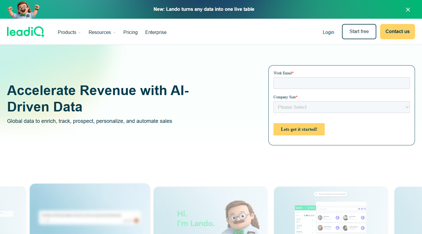 LeadIQ homepage