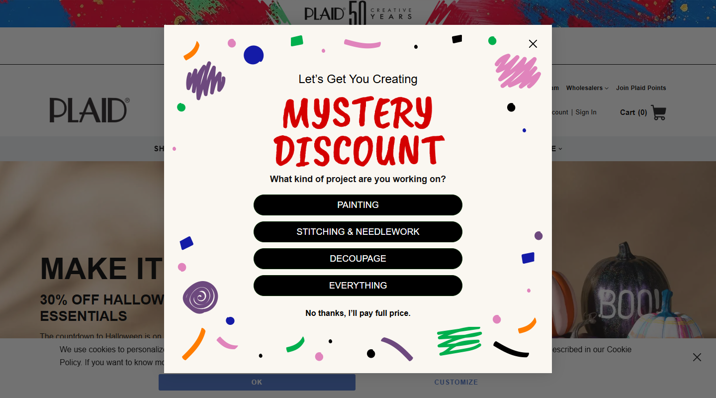 Arteza art affiliate homepage