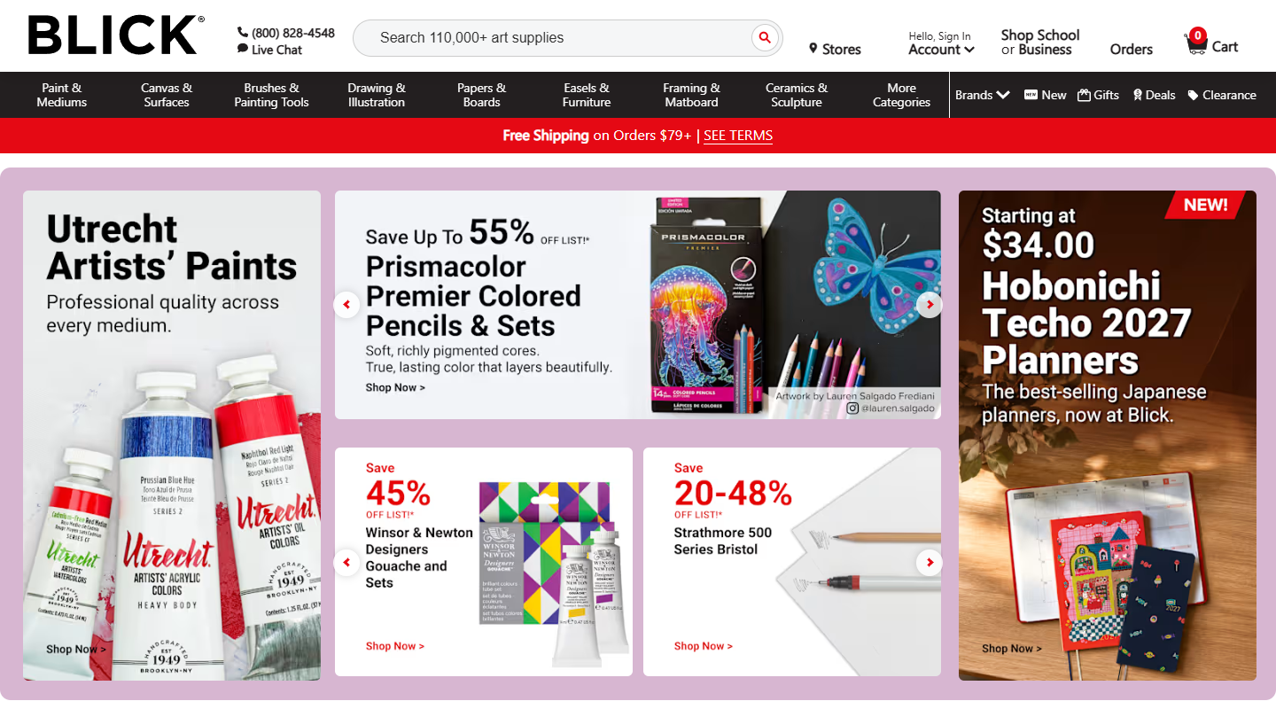 Blick Art Materials art affiliate homepage