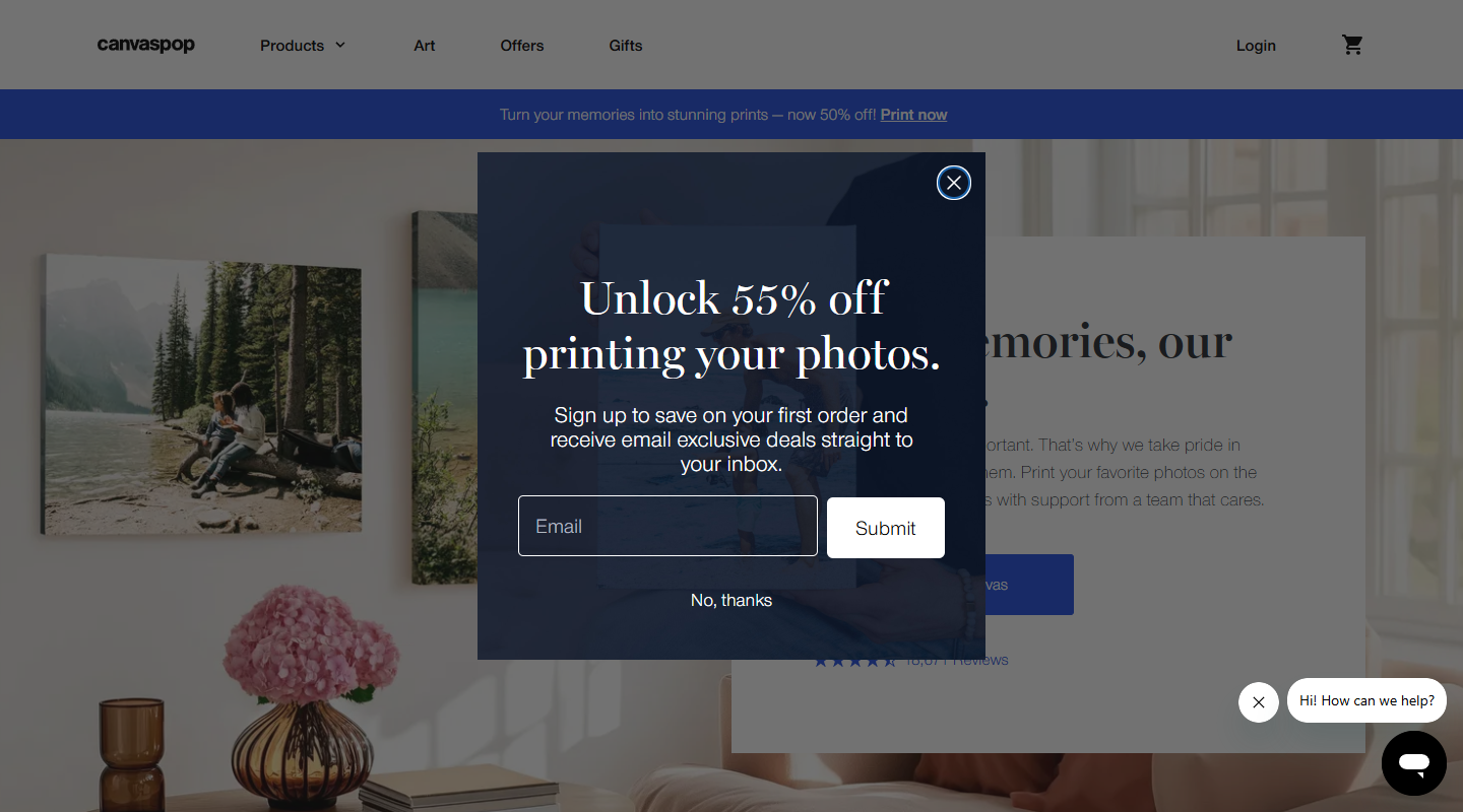 CanvasPop art affiliate homepage