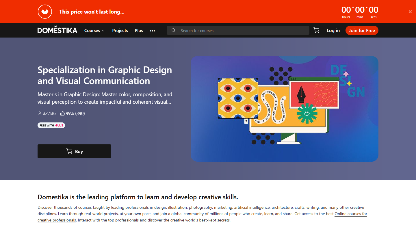 Domestika art affiliate homepage