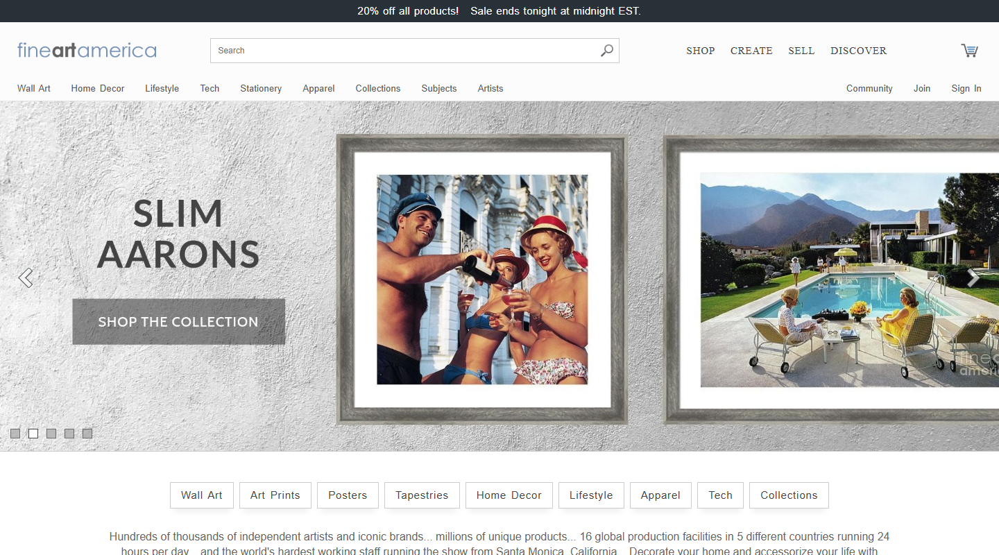 Fine Art America / Pixels art affiliate homepage