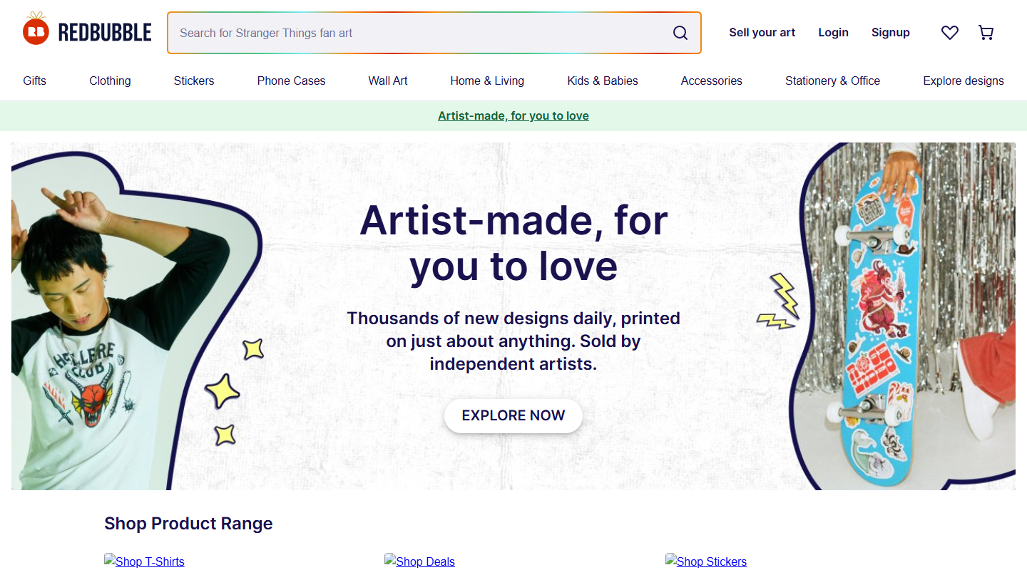 Redbubble art affiliate homepage