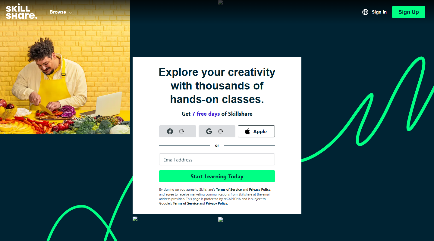 Skillshare art affiliate homepage