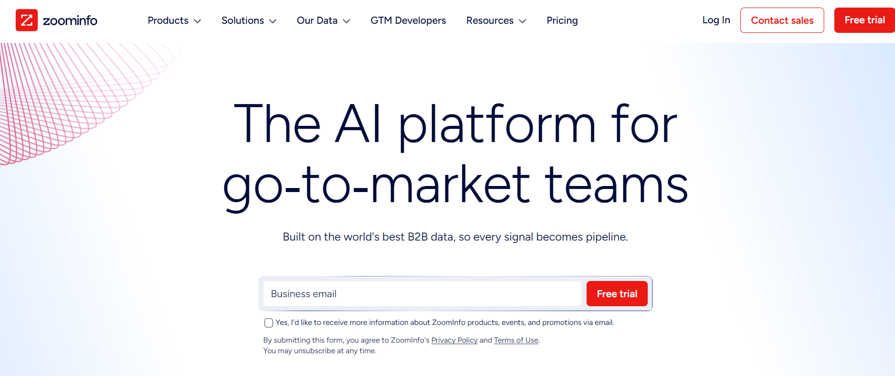 ZoomInfo B2B data provider dashboard