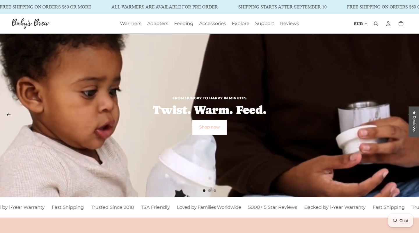 Baby's Brew baby affiliate homepage