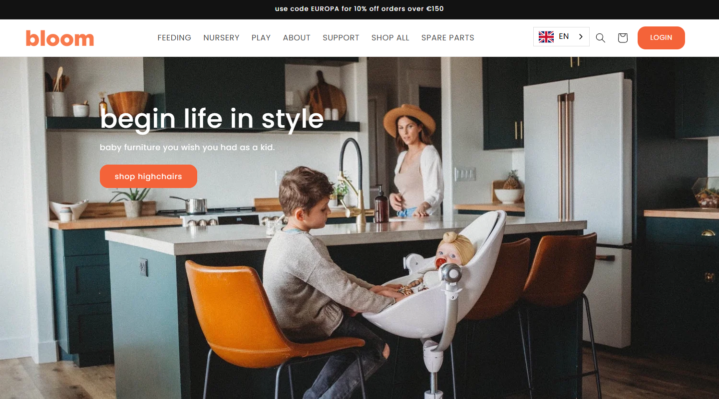 Bloom Baby baby affiliate homepage