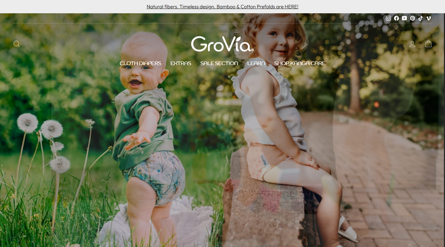 GroVia baby affiliate homepage