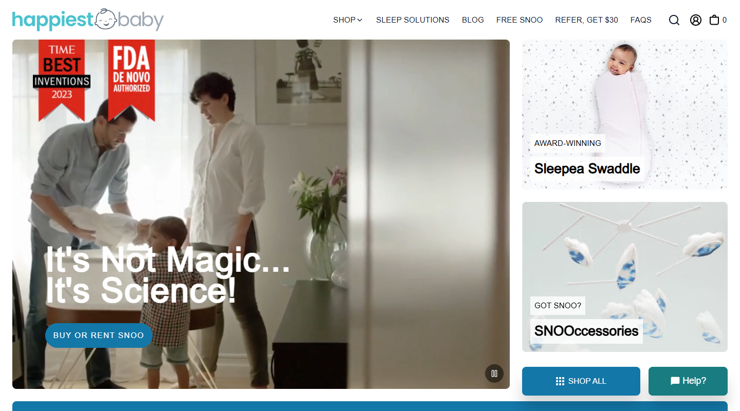 Happiest Baby (SNOO) baby affiliate homepage