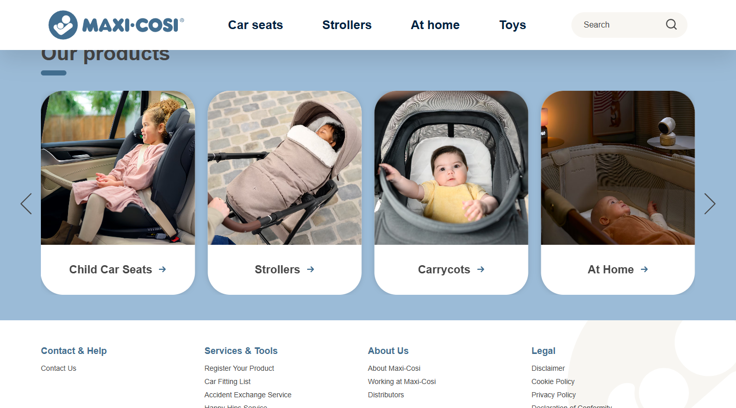 Maxi-Cosi baby affiliate homepage
