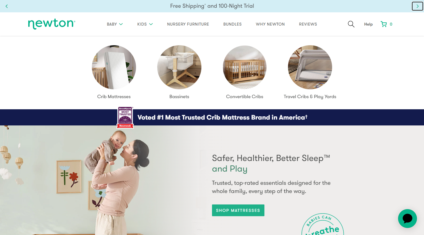 Newton Baby baby affiliate homepage