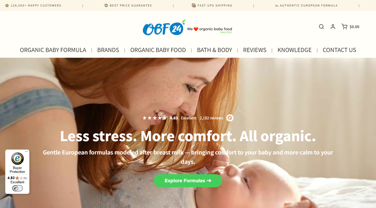 Organic Baby Food 24 baby affiliate homepage