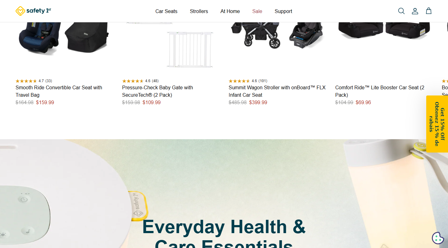 Safety 1st baby affiliate homepage