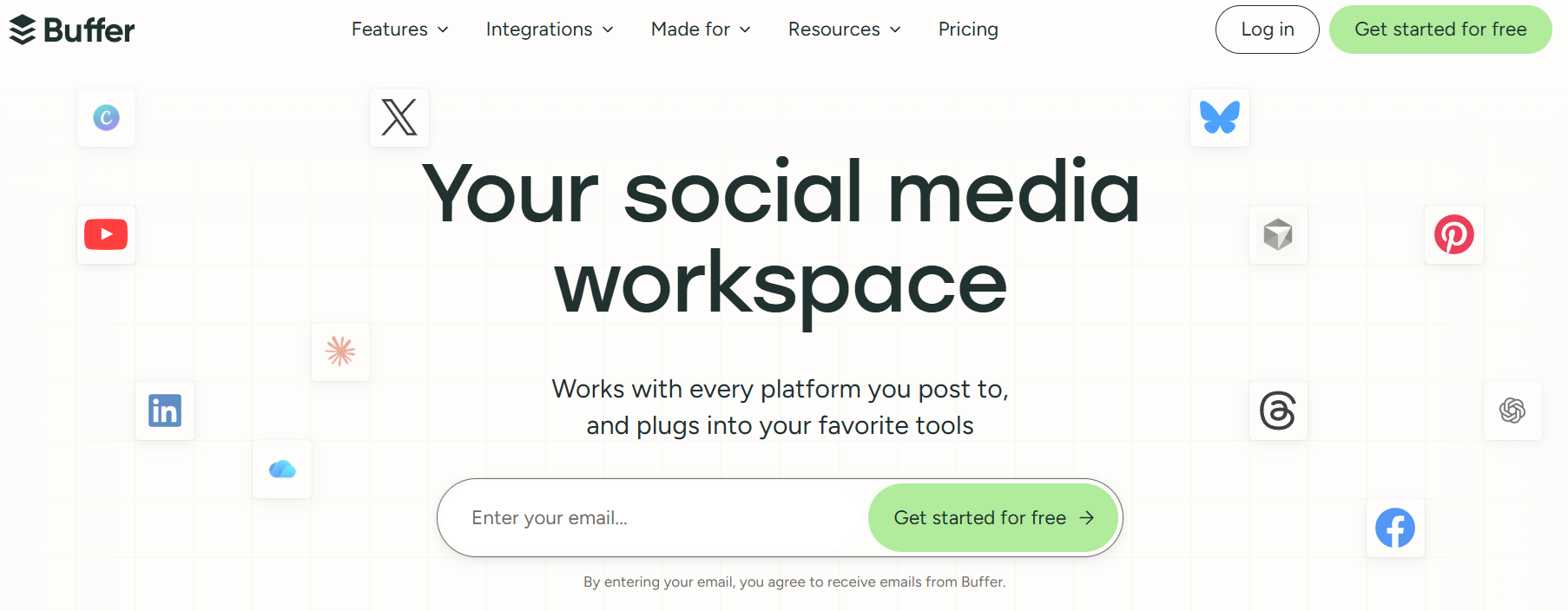 Buffer social media queue and visual calendar