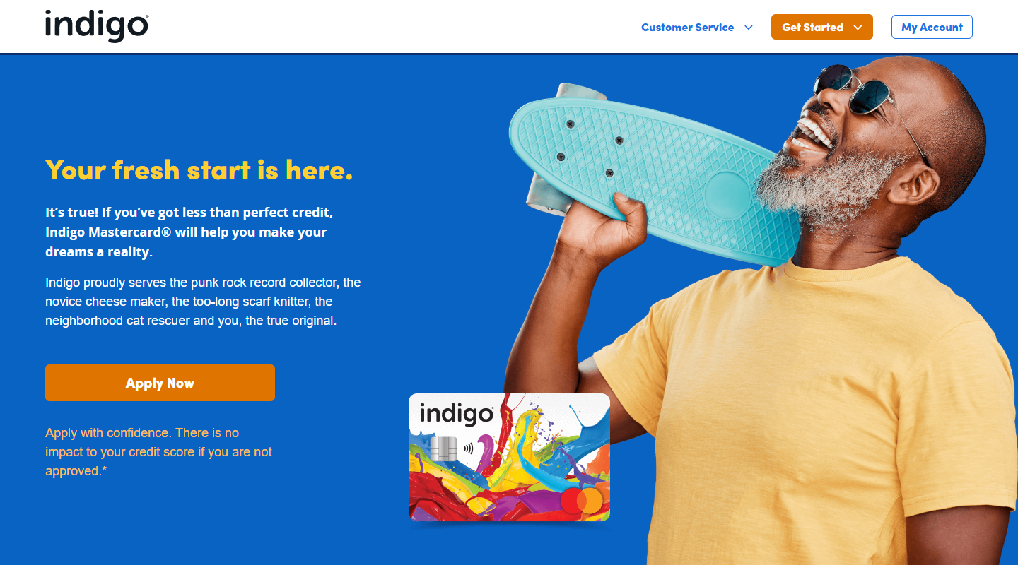 Indigo Platinum MasterCard homepage