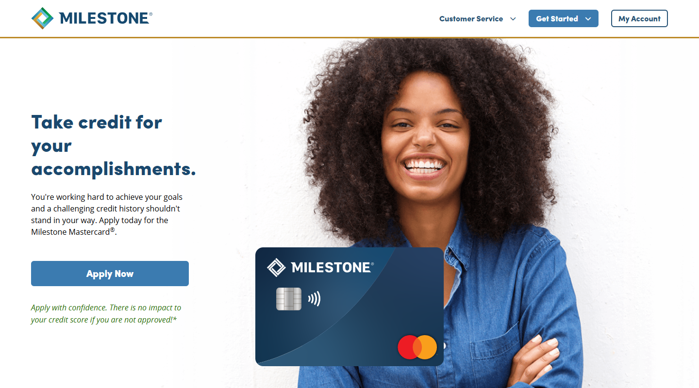 Milestone Gold MasterCard homepage