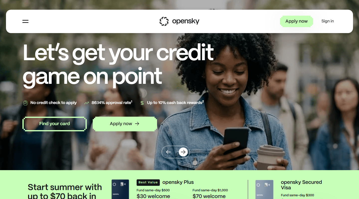 OpenSky Secured Visa (Capital Bank) homepage