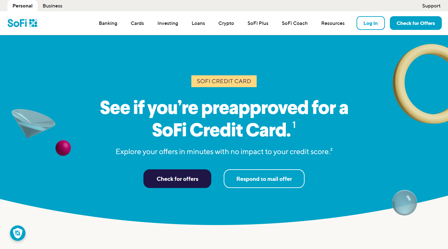 SoFi Credit Card homepage