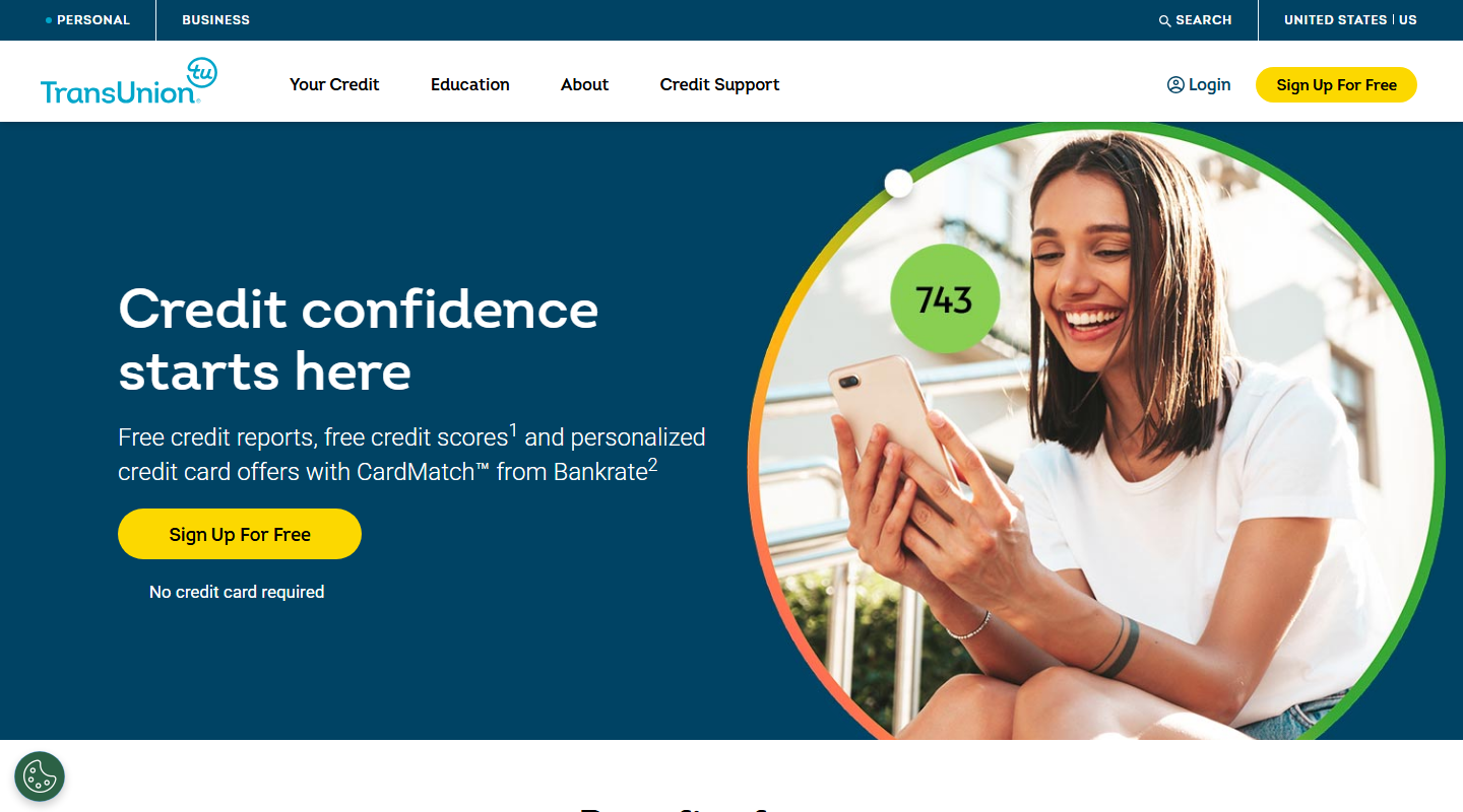TransUnion homepage