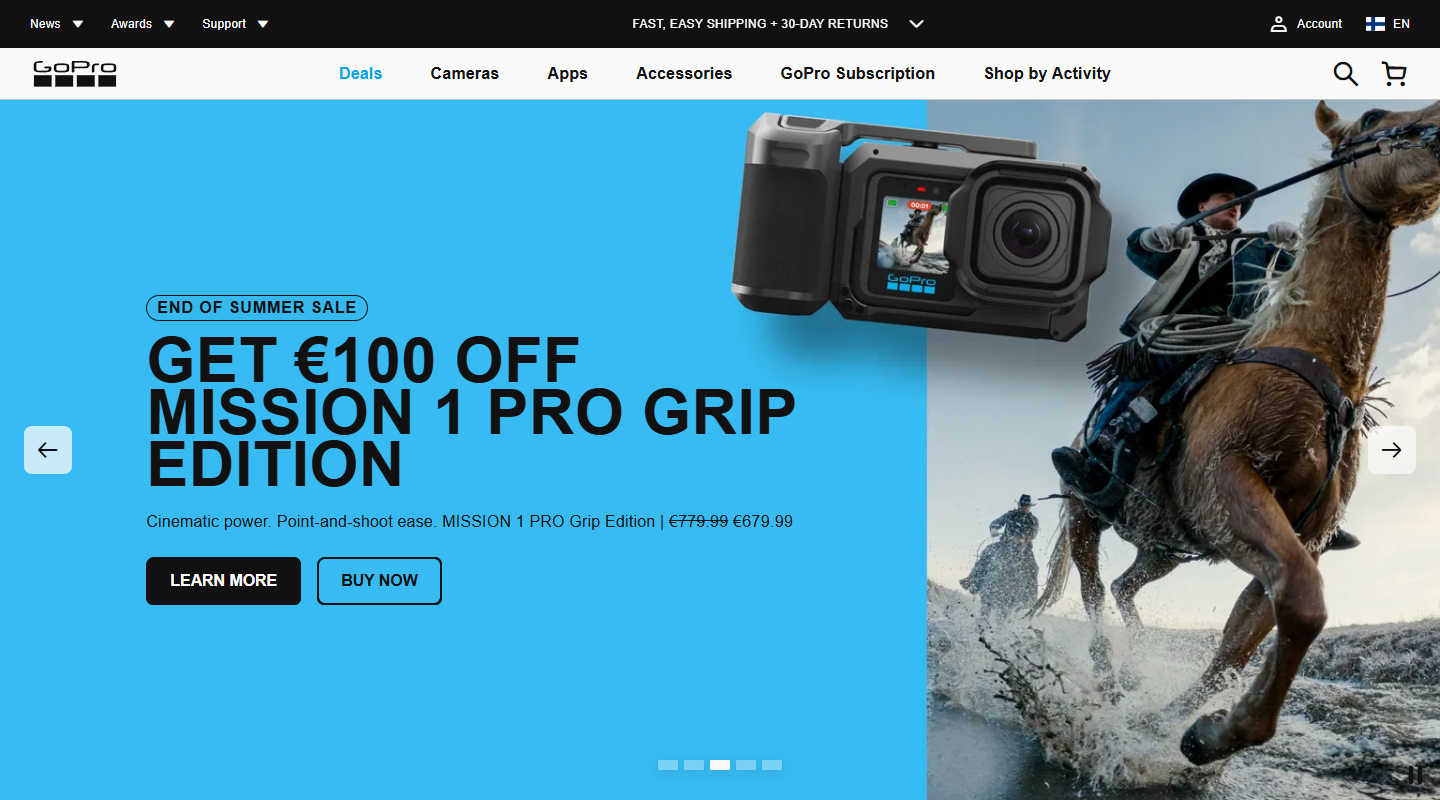 GoPro action cameras homepage
