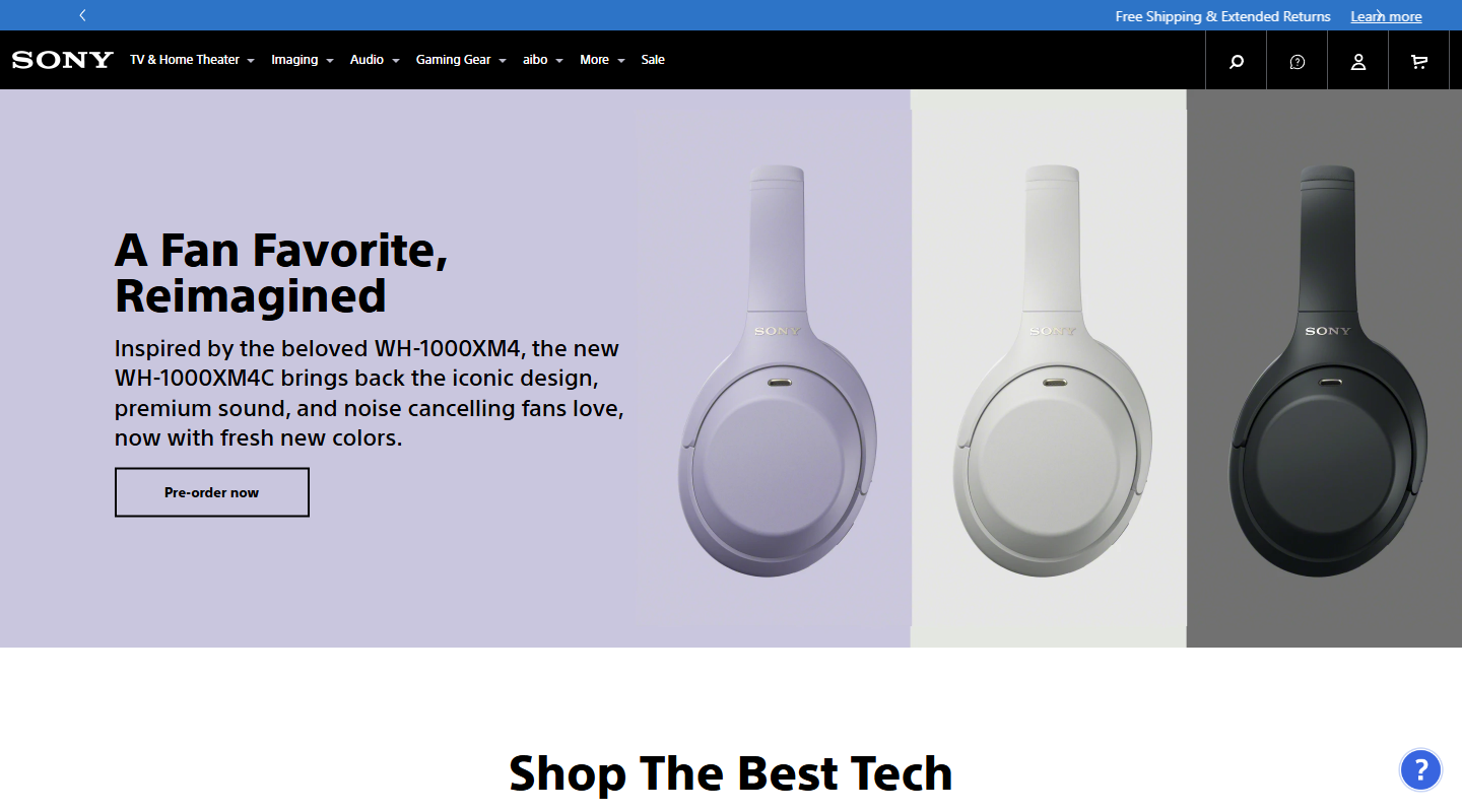 Sony Electronics TVs and cameras homepage