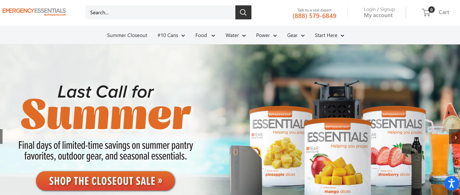 Emergency Essentials homepage